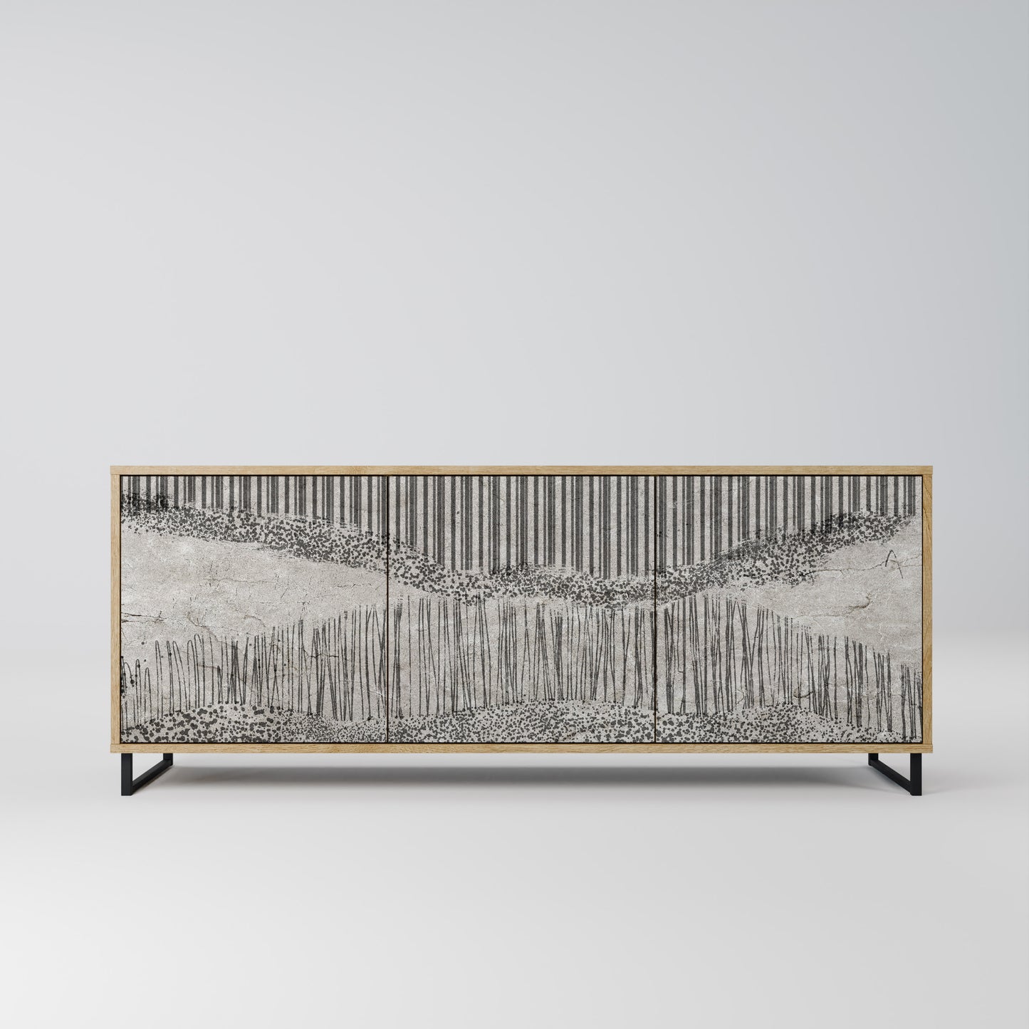 GRAIN LINES 3-Door Sideboard in Oak Effect