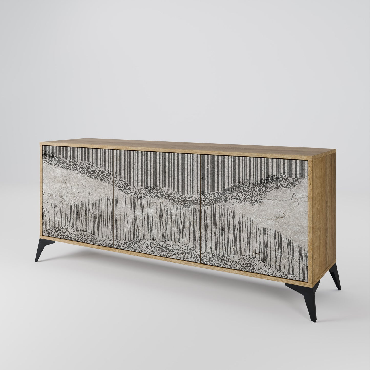 GRAIN LINES 3-Door Sideboard in Oak Effect