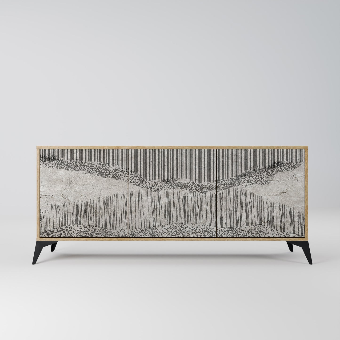 GRAIN LINES 3-Door Sideboard in Oak Effect