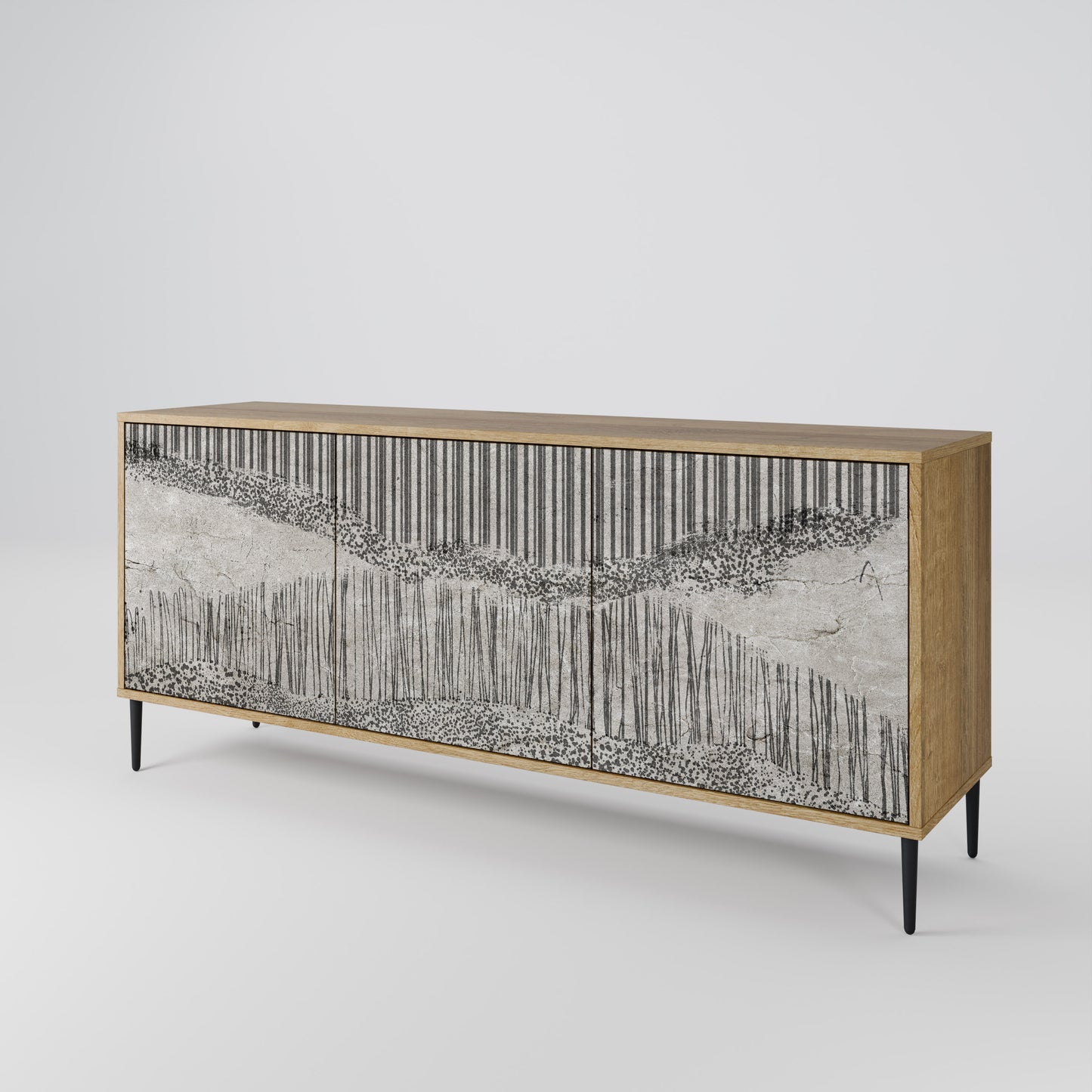GRAIN LINES 3-Door Sideboard in Oak Effect