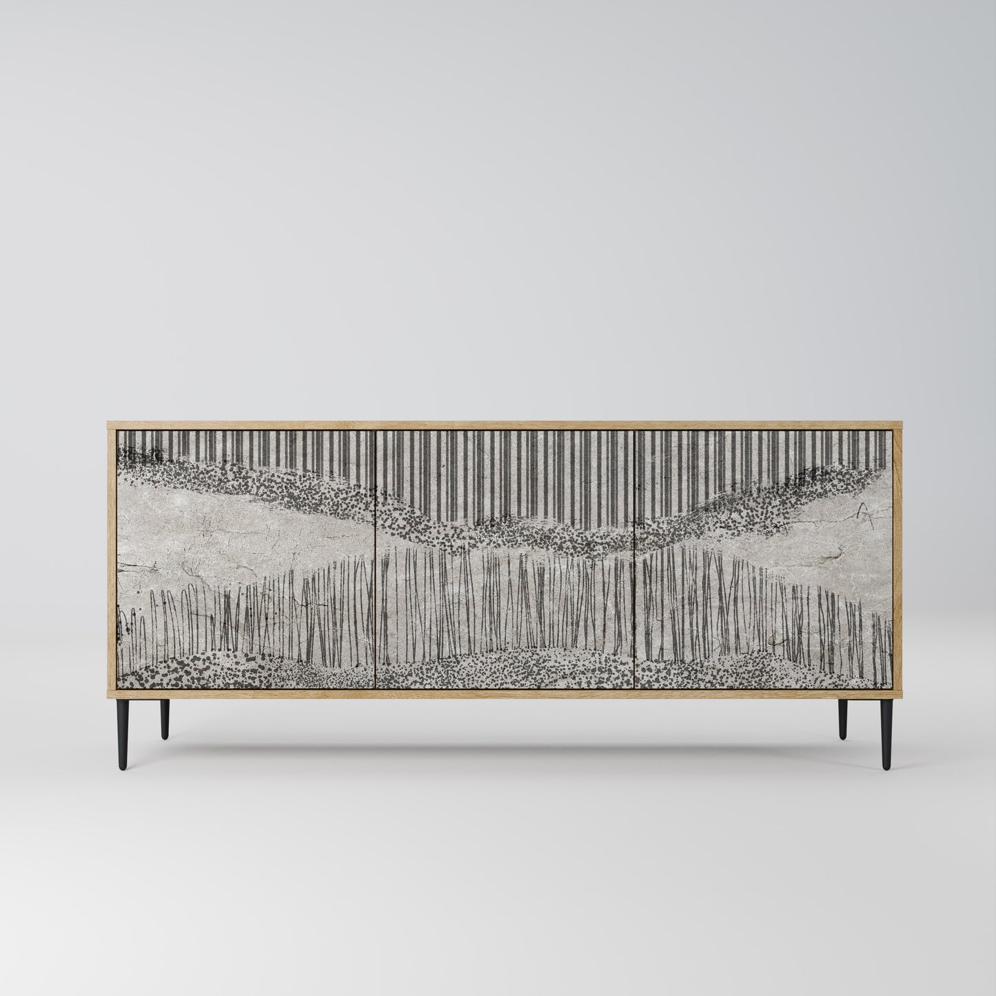GRAIN LINES 3-Door Sideboard in Oak Effect