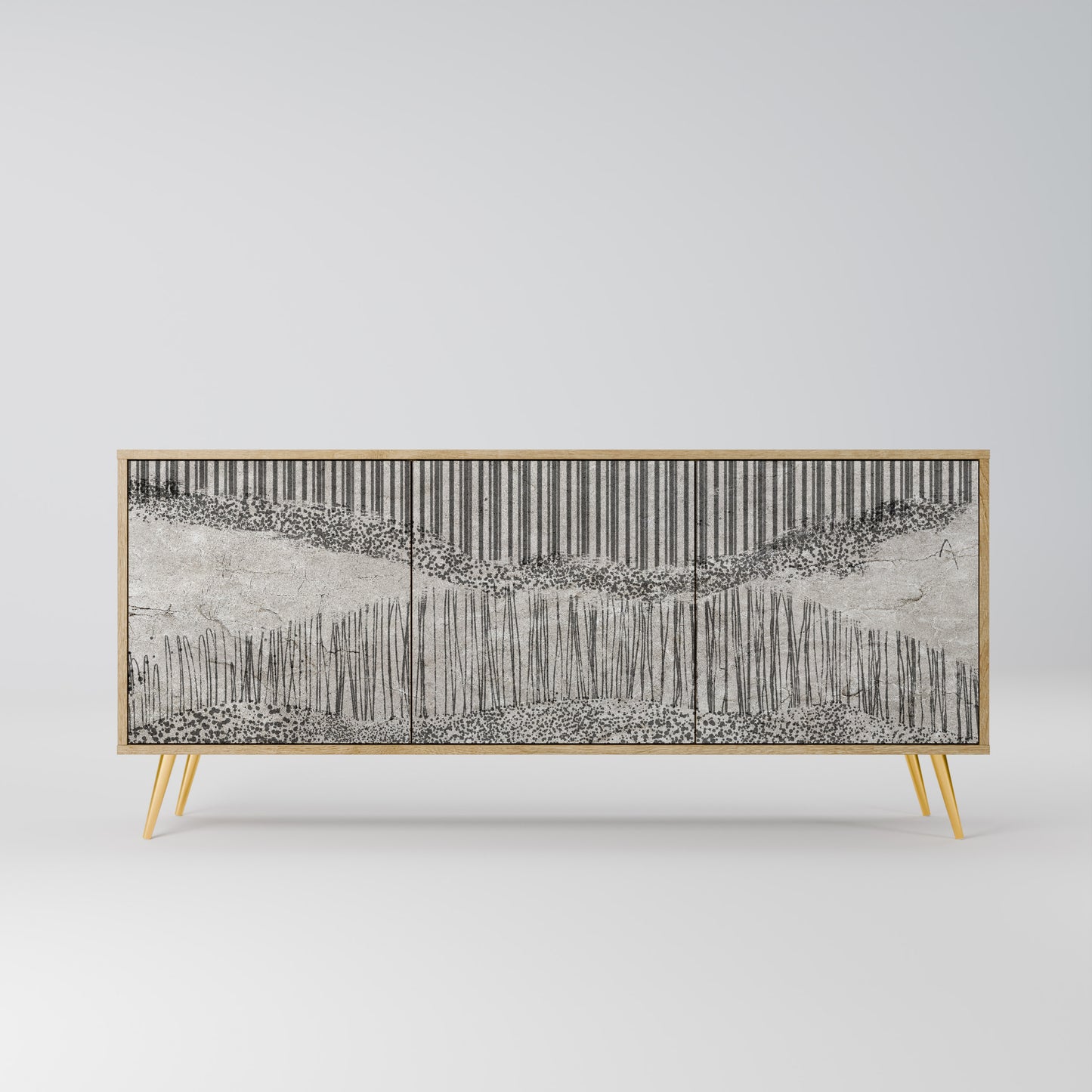 GRAIN LINES 3-Door Sideboard in Oak Effect