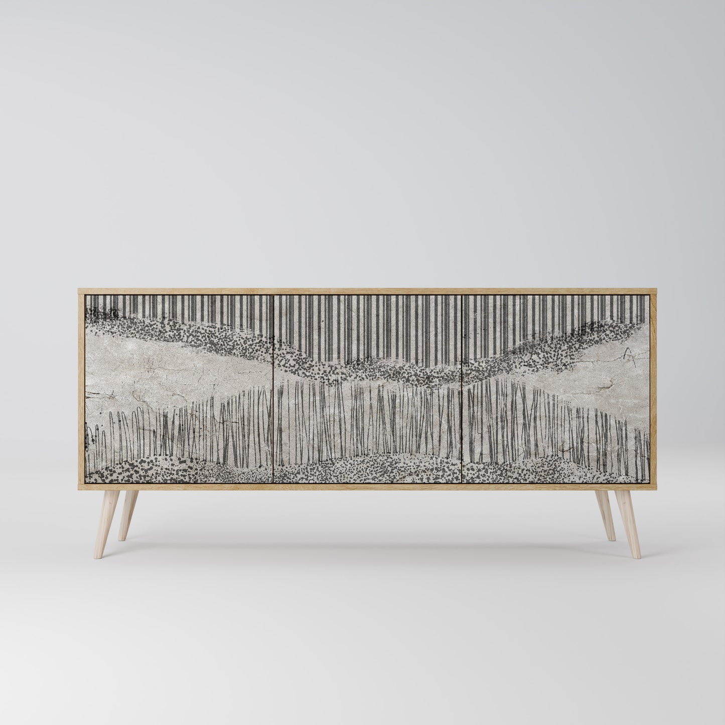 GRAIN LINES 3-Door Sideboard in Oak Effect