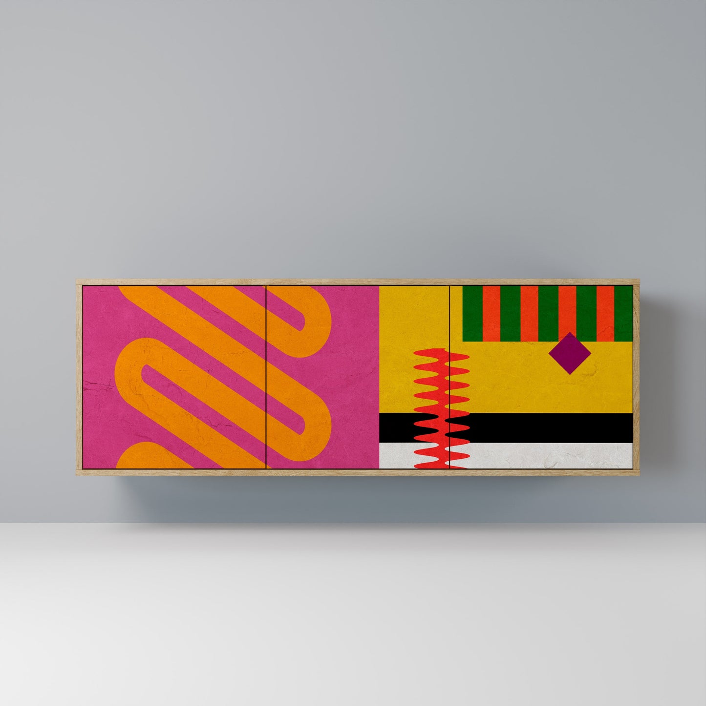 VIVID ART 3-Door Sideboard in Oak Effect