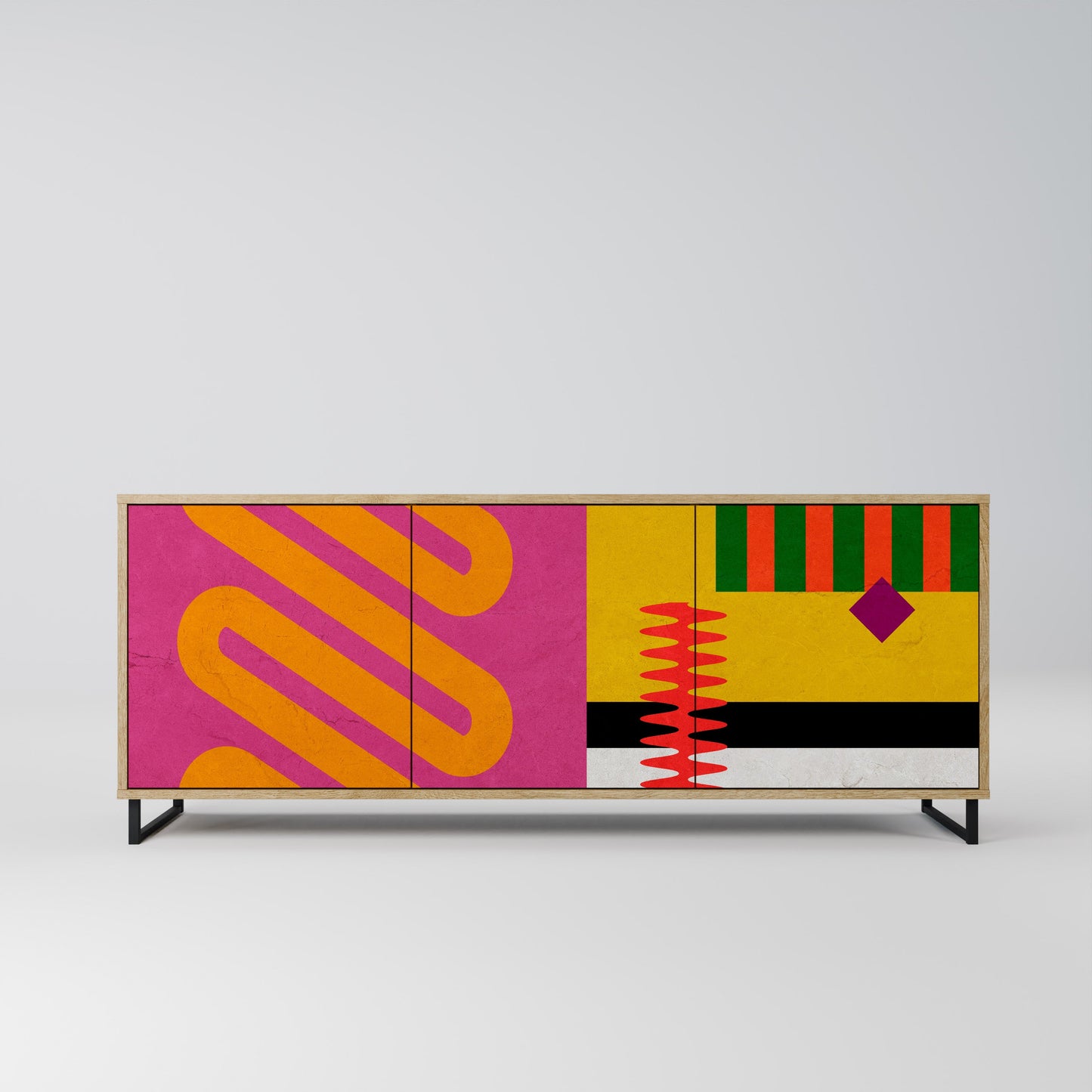 VIVID ART 3-Door Sideboard in Oak Effect