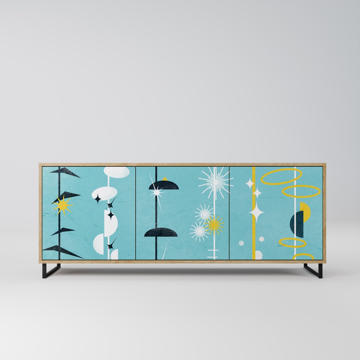 Credenza a 3 ante PATHS TO HAPPINESS in effetto rovere