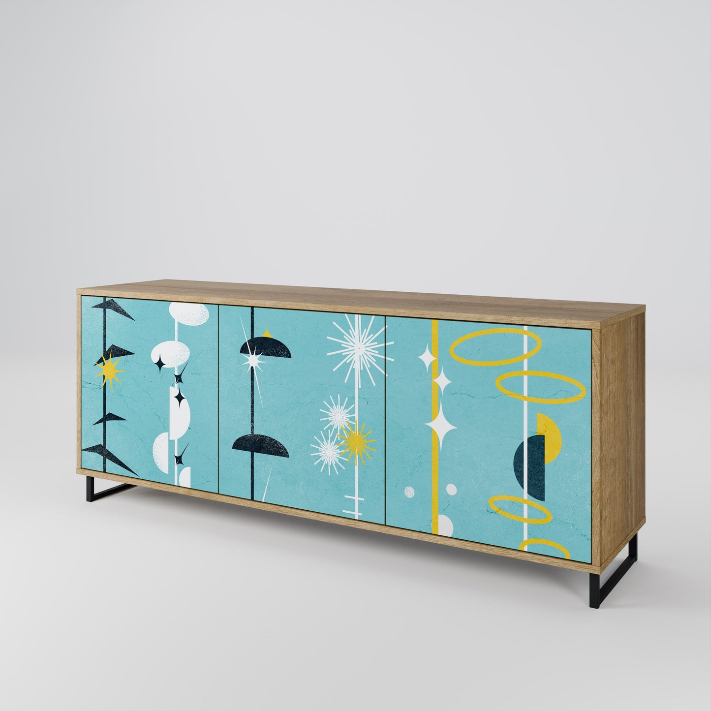 Credenza a 3 ante PATHS TO HAPPINESS in effetto rovere