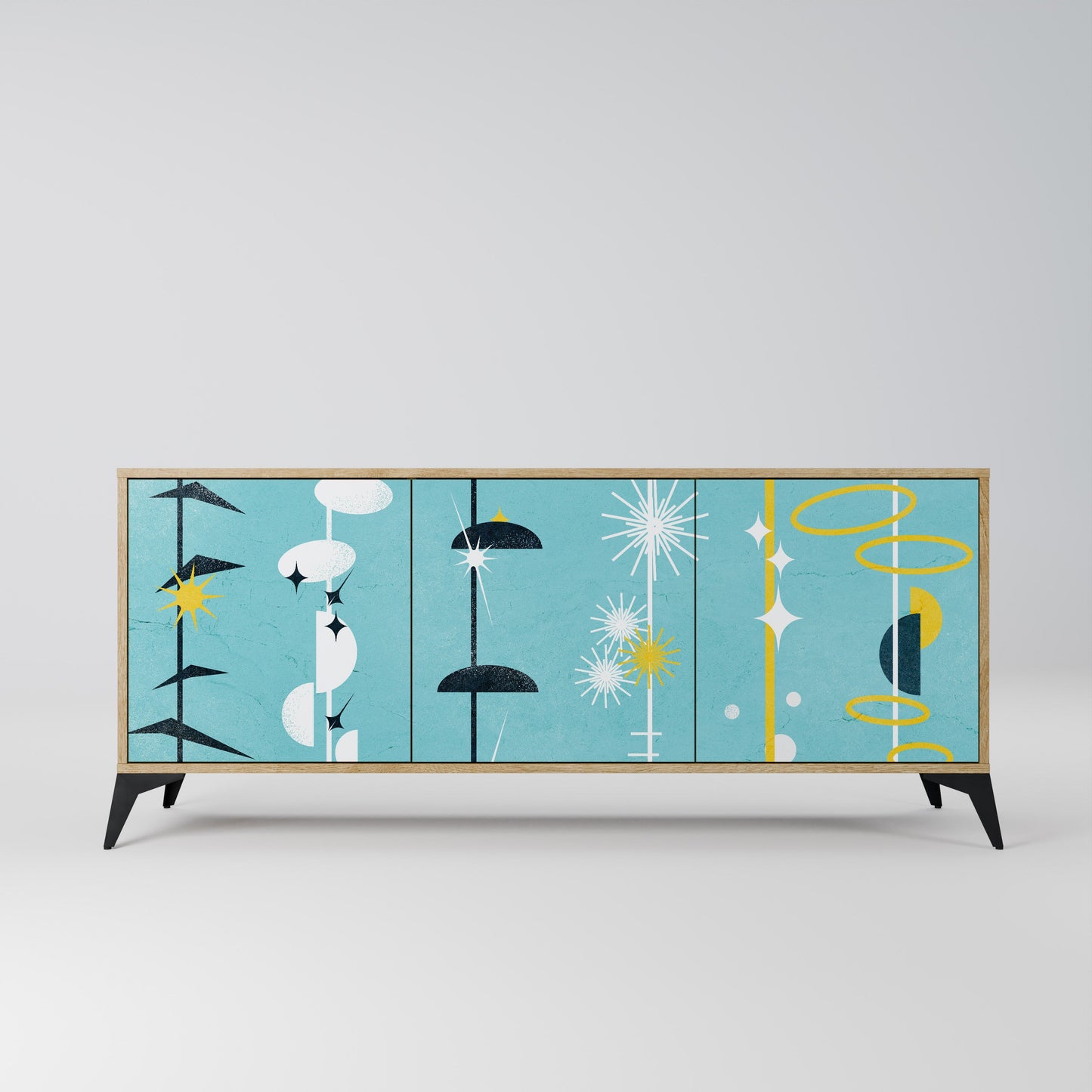 Credenza a 3 ante PATHS TO HAPPINESS in effetto rovere