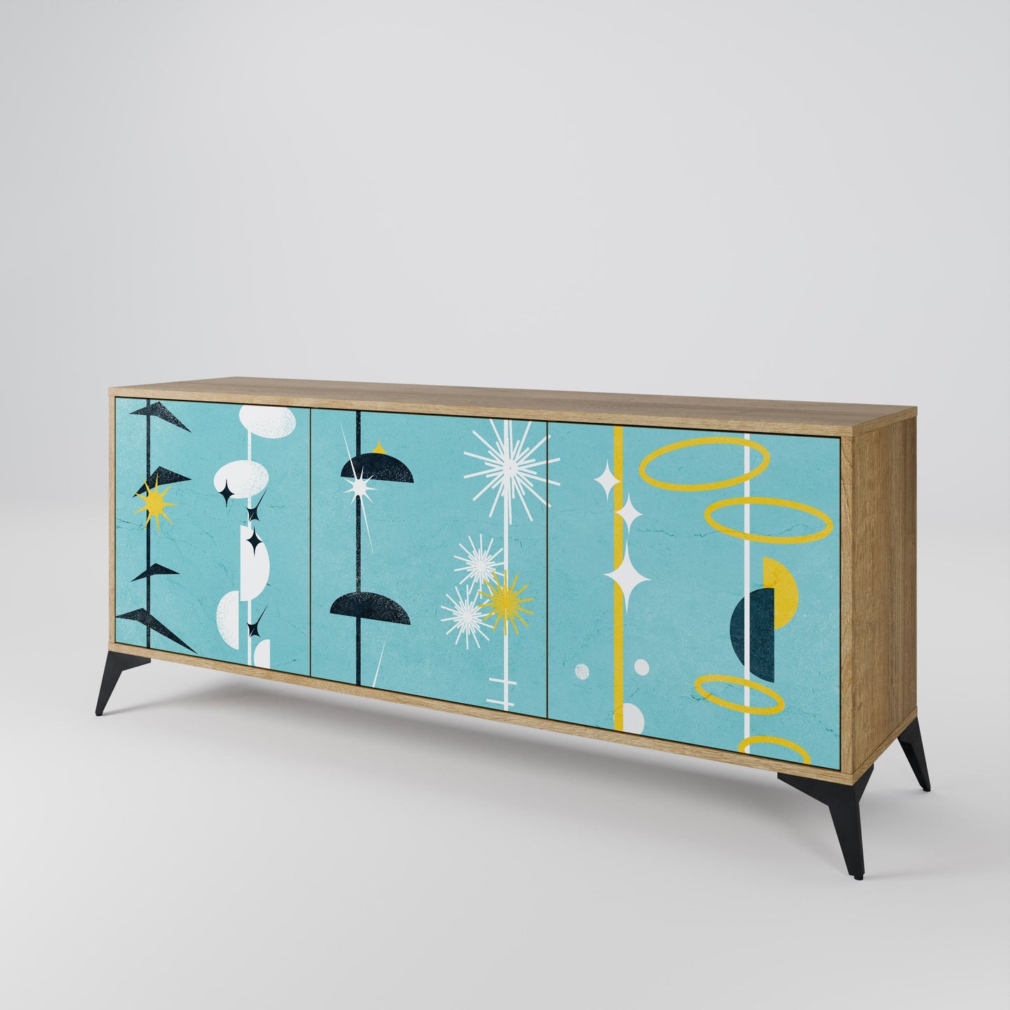 Credenza a 3 ante PATHS TO HAPPINESS in effetto rovere