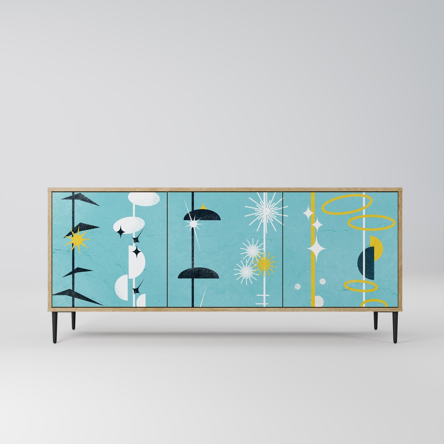 Credenza a 3 ante PATHS TO HAPPINESS in effetto rovere