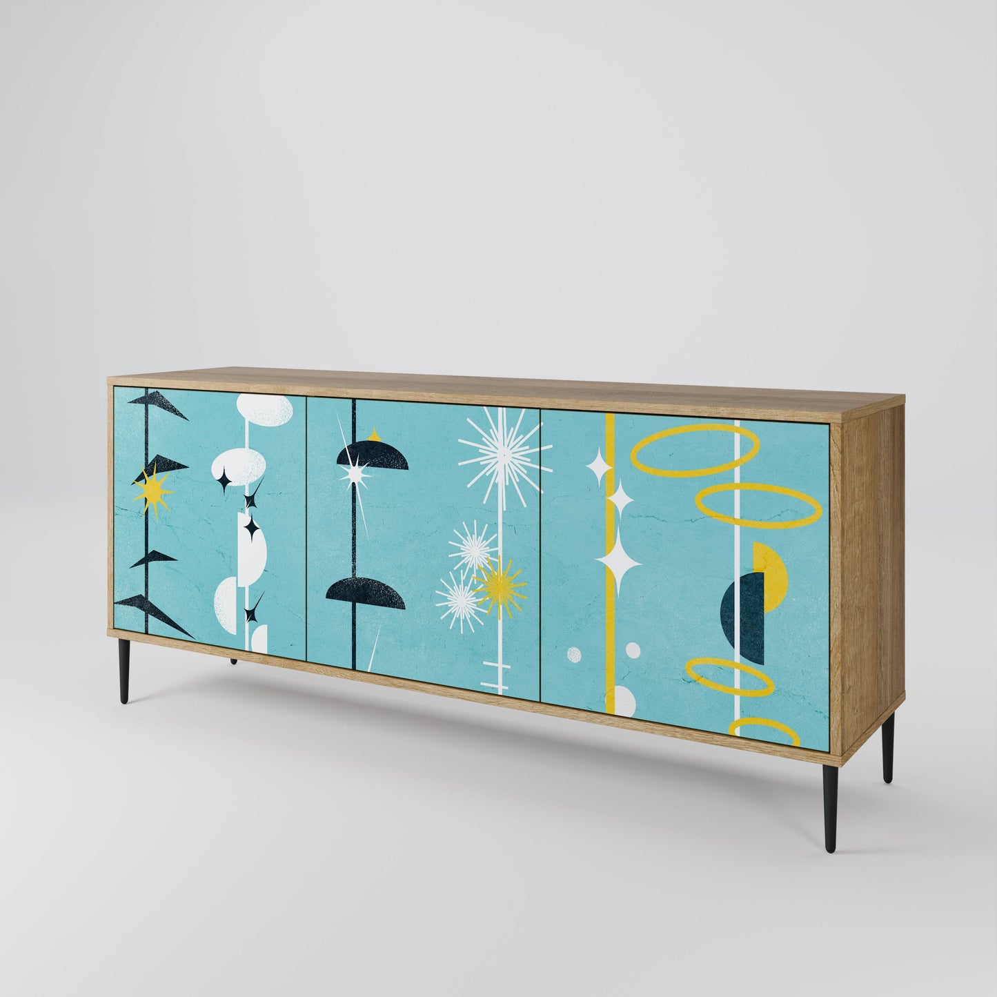 Credenza a 3 ante PATHS TO HAPPINESS in effetto rovere