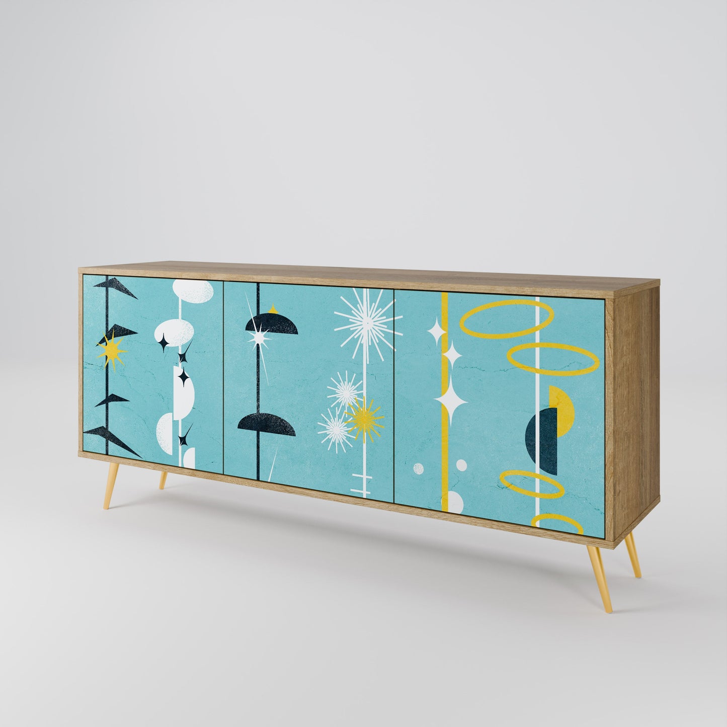 Credenza a 3 ante PATHS TO HAPPINESS in effetto rovere