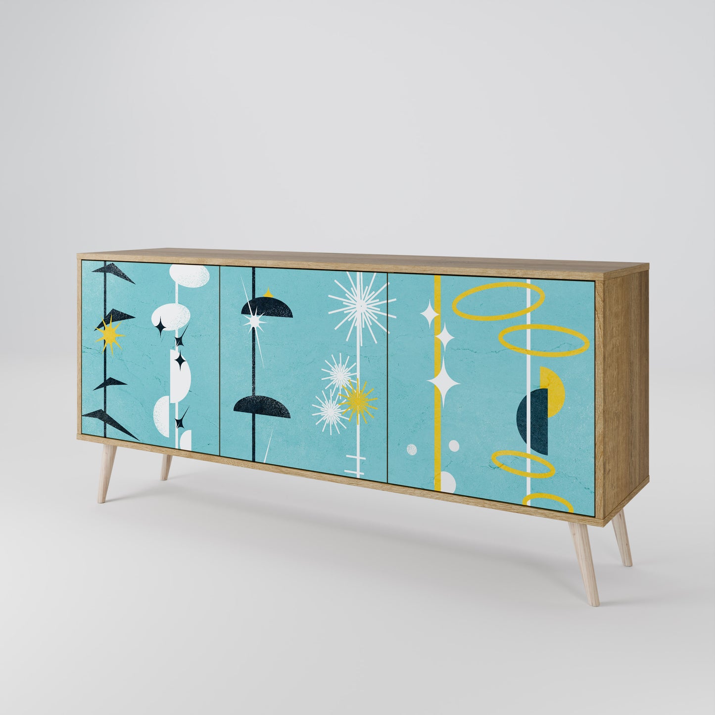 Credenza a 3 ante PATHS TO HAPPINESS in effetto rovere