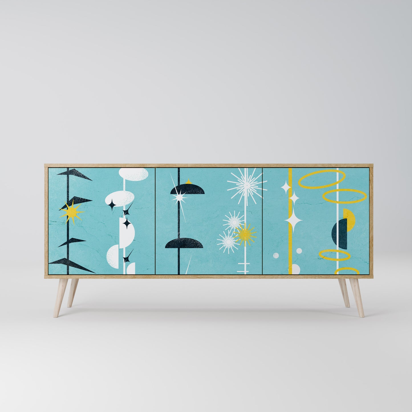 Credenza a 3 ante PATHS TO HAPPINESS in effetto rovere
