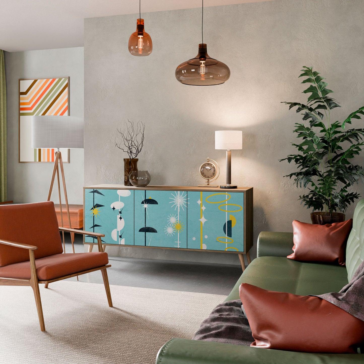 Credenza a 3 ante PATHS TO HAPPINESS in effetto rovere