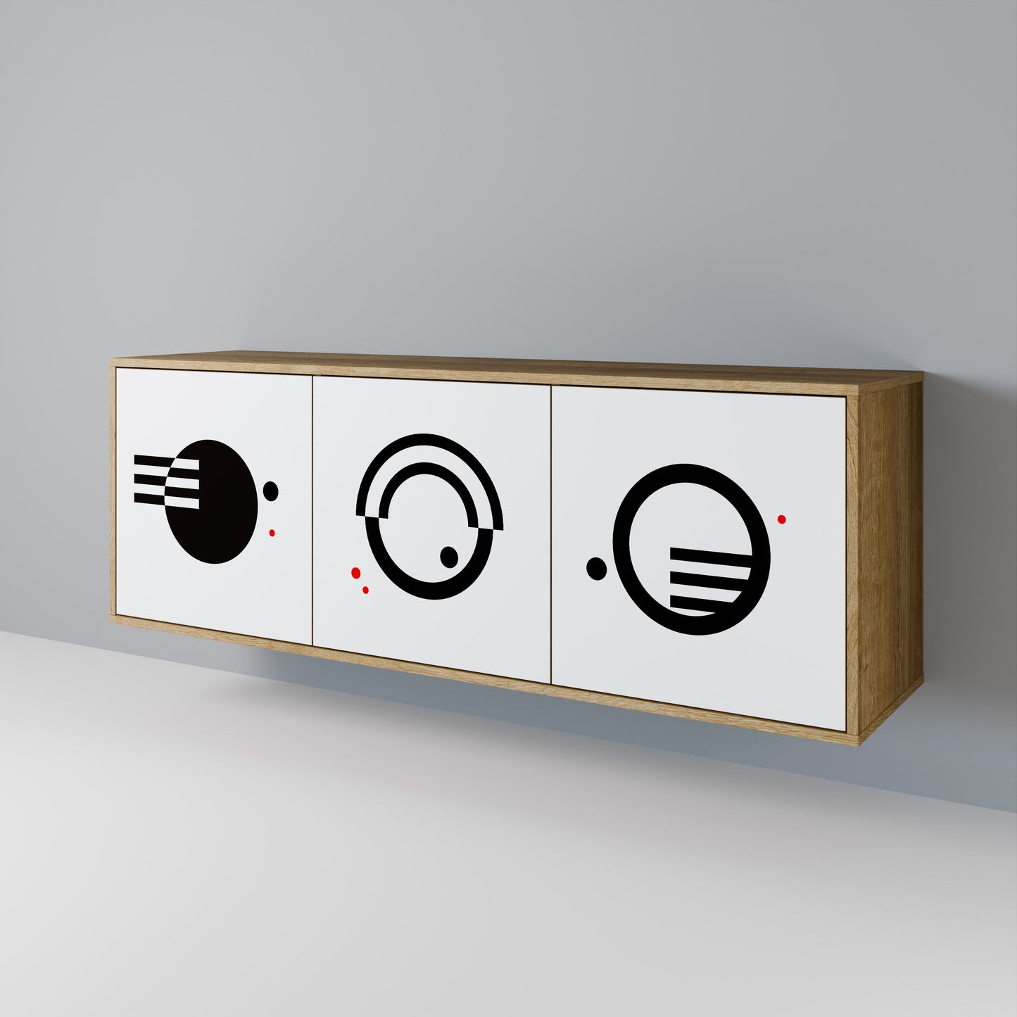 BLACK AND WHITE COMBINATION 3-Door Sideboard in Oak Effect