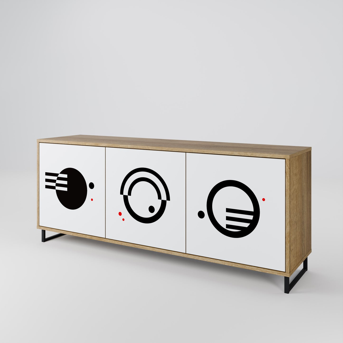 BLACK AND WHITE COMBINATION 3-Door Sideboard in Oak Effect