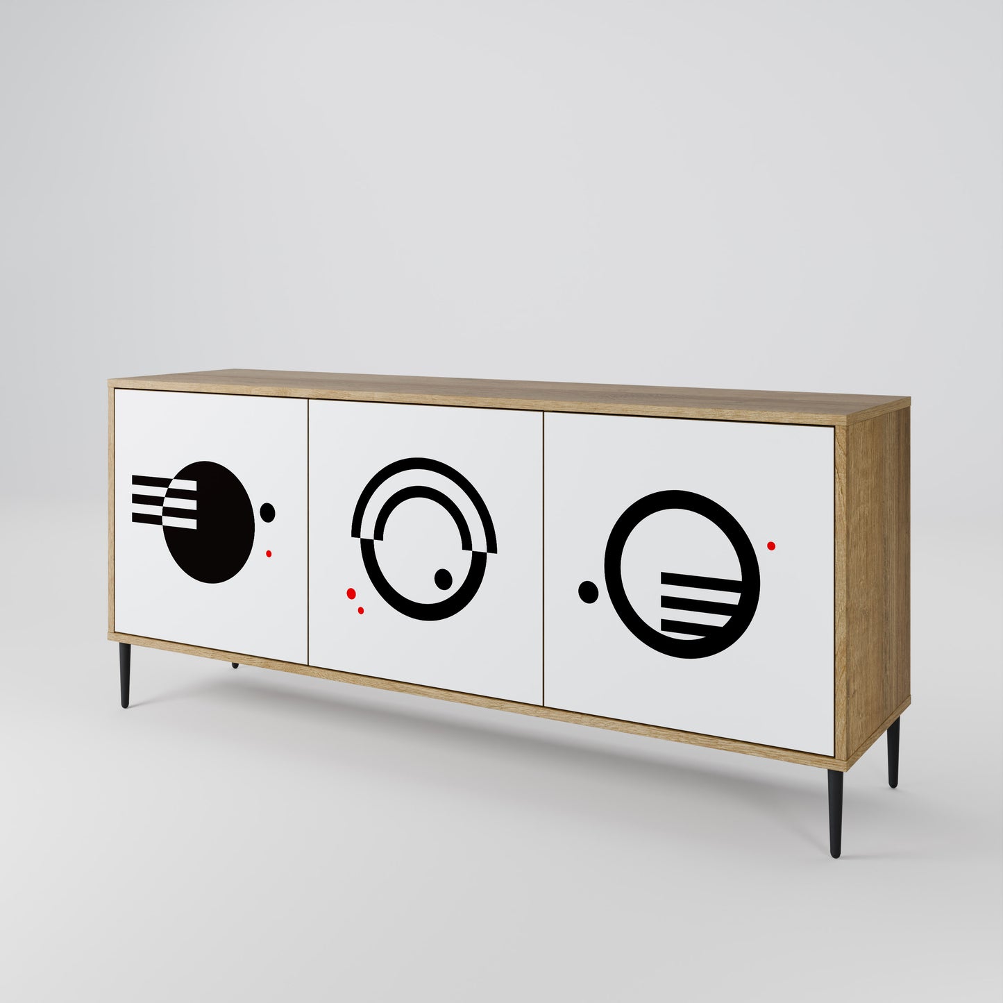 BLACK AND WHITE COMBINATION 3-Door Sideboard in Oak Effect