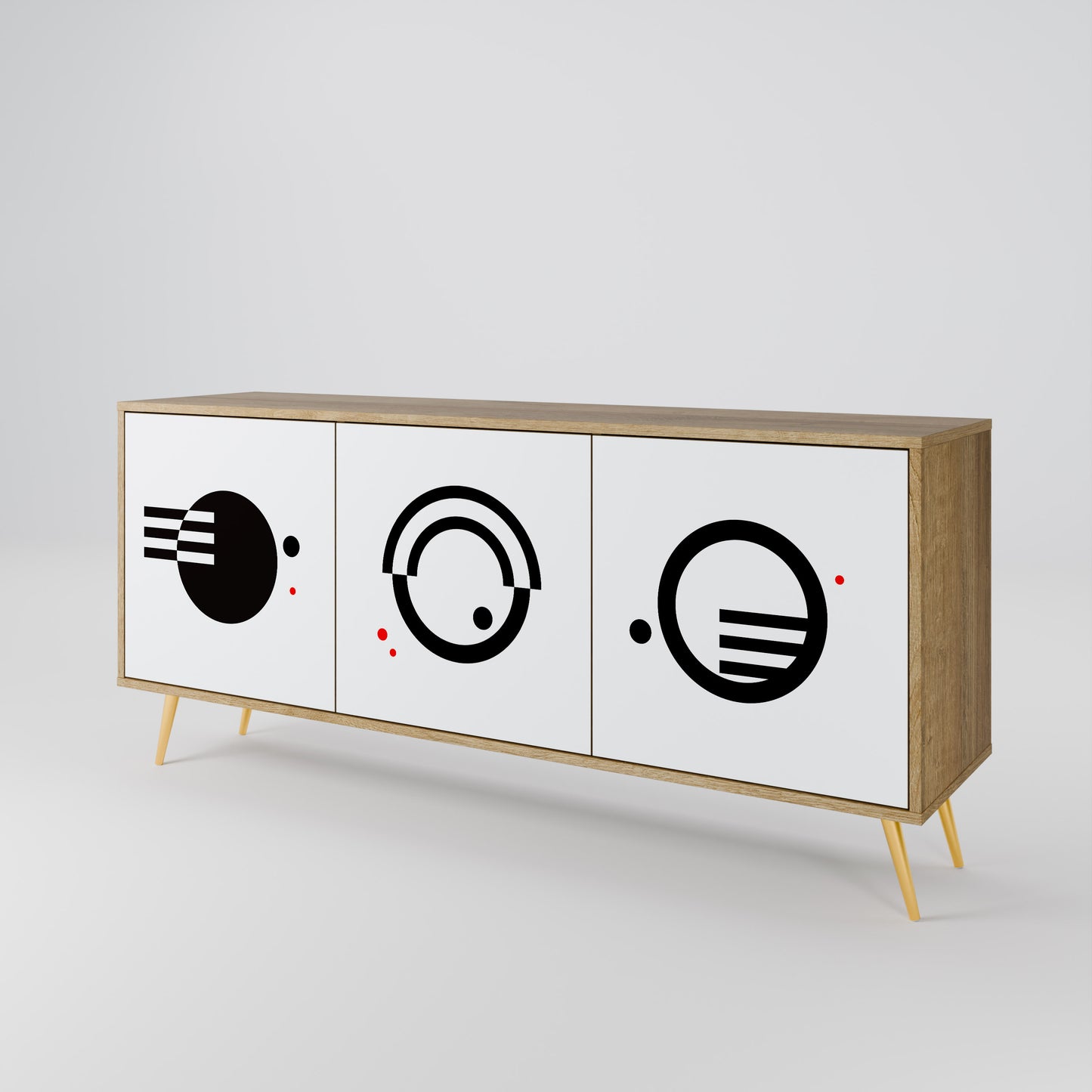 BLACK AND WHITE COMBINATION 3-Door Sideboard in Oak Effect