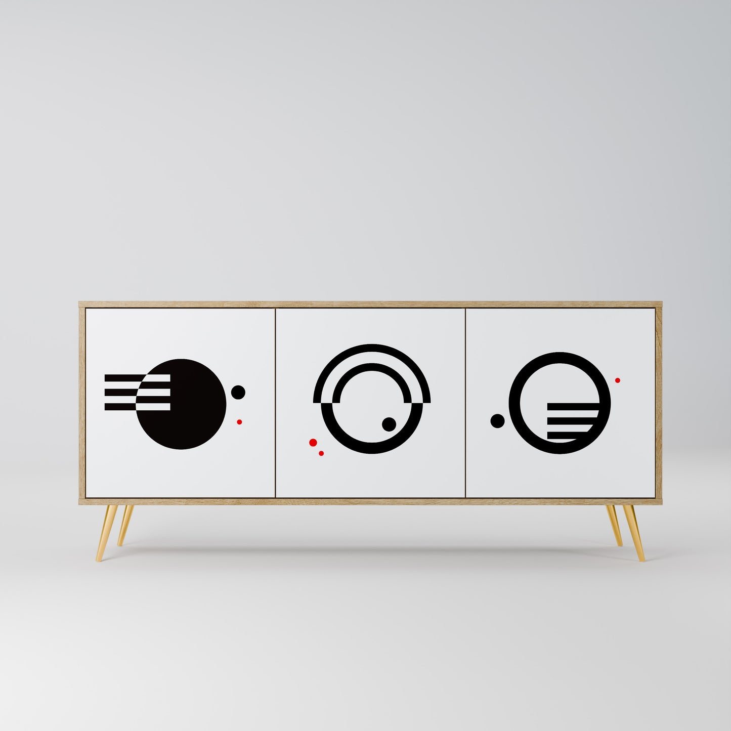 BLACK AND WHITE COMBINATION 3-Door Sideboard in Oak Effect