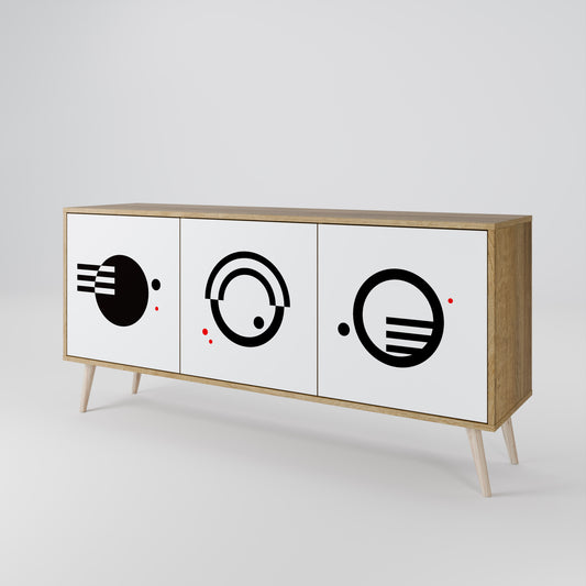 BLACK AND WHITE COMBINATION 3-Door Sideboard in Oak Effect