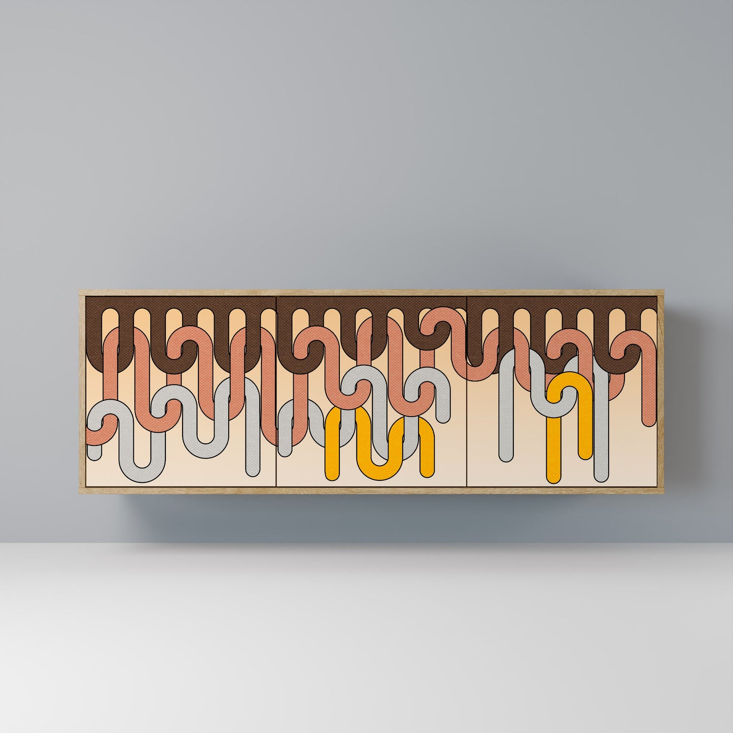 COLORFUL STRINGS 3-Door Sideboard in Oak Effect