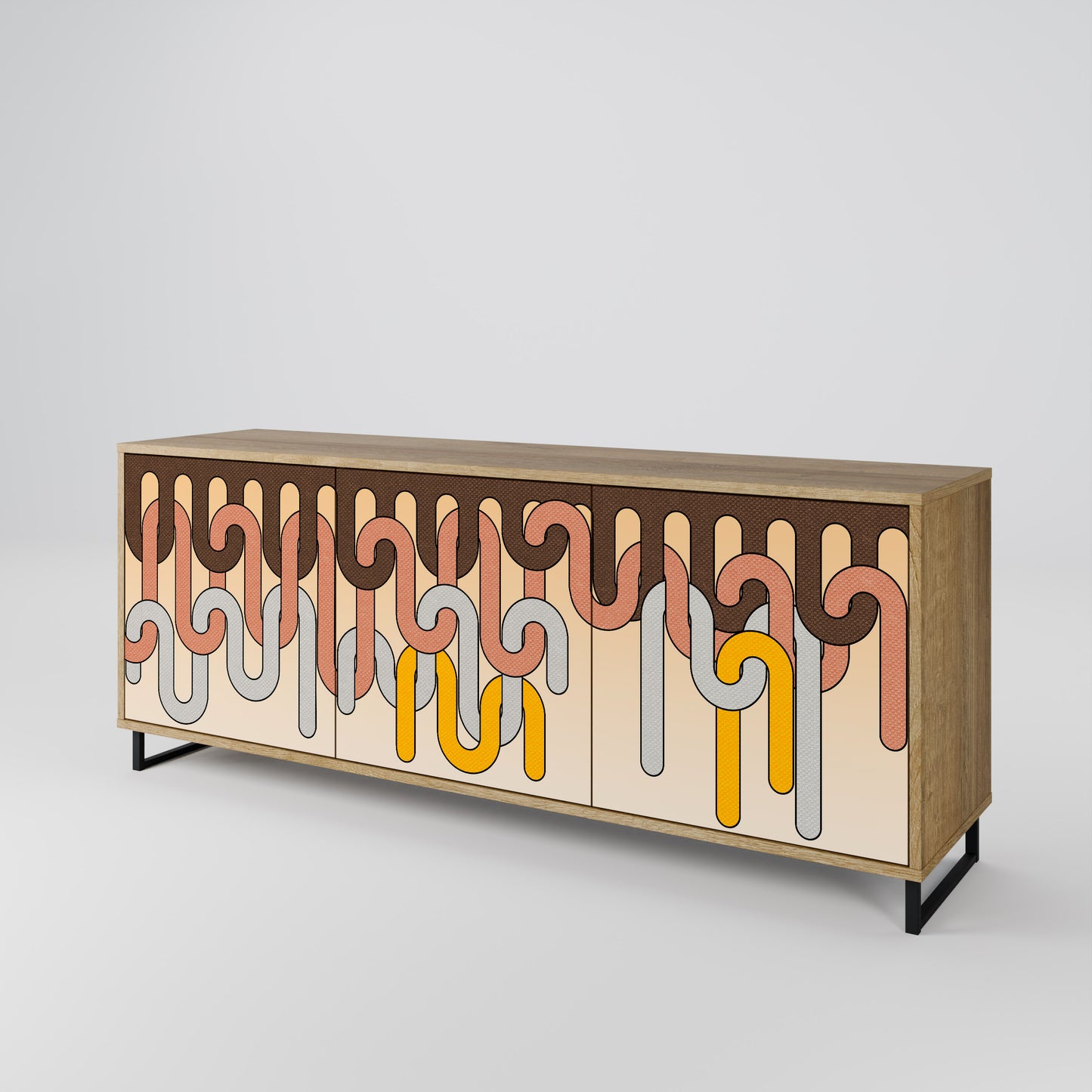 COLORFUL STRINGS 3-Door Sideboard in Oak Effect