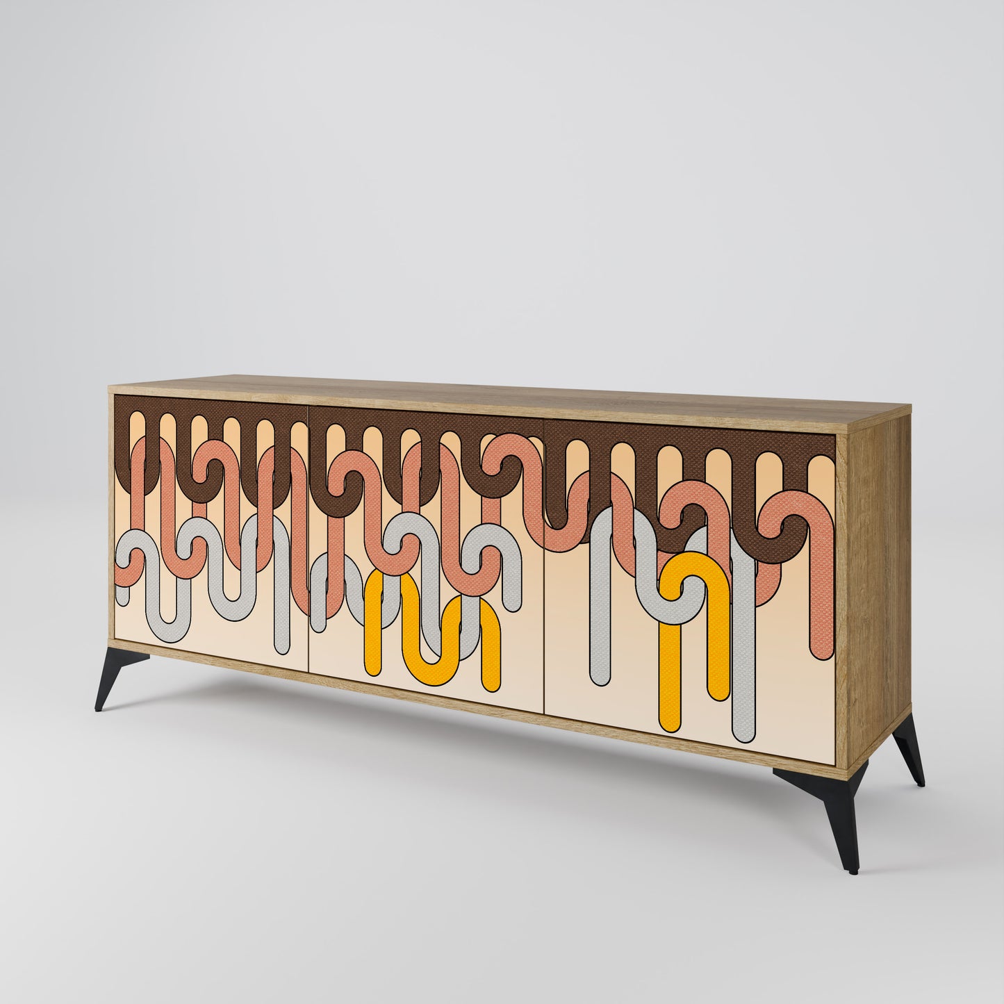 COLORFUL STRINGS 3-Door Sideboard in Oak Effect