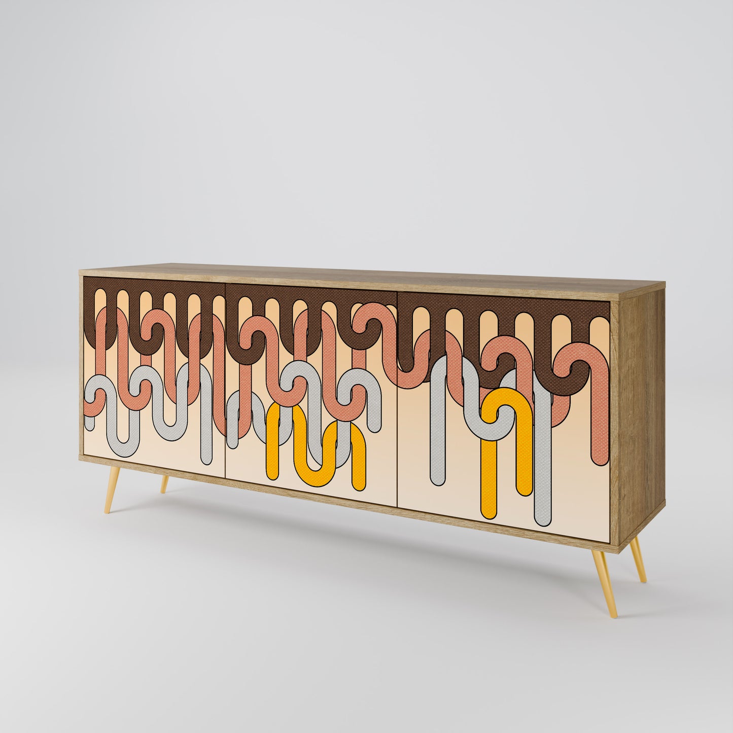 COLORFUL STRINGS 3-Door Sideboard in Oak Effect