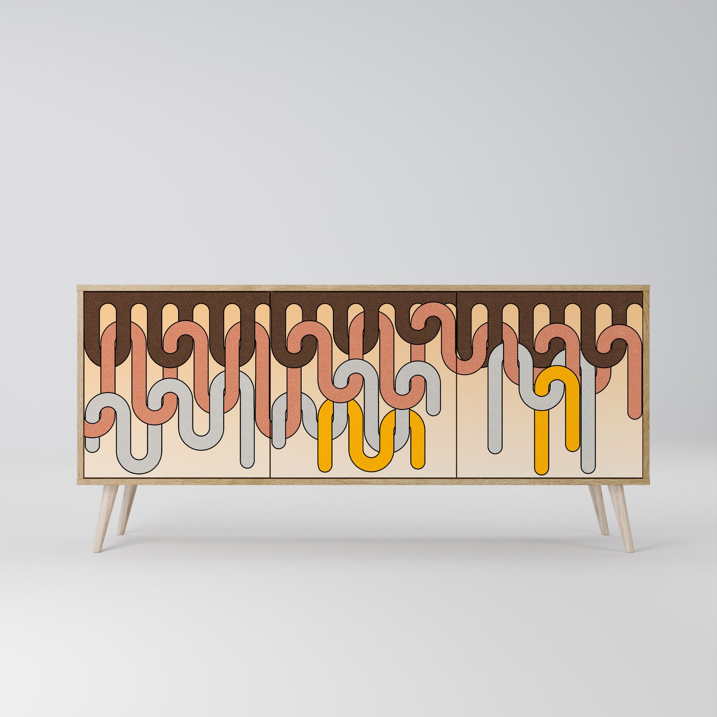 COLORFUL STRINGS 3-Door Sideboard in Oak Effect