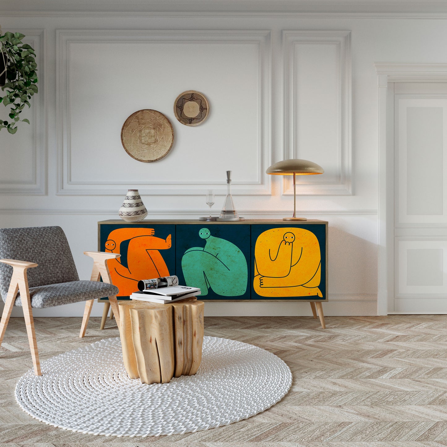 Credenza 3 ante INSIEME MA SEPARATAMENTE in effetto rovere