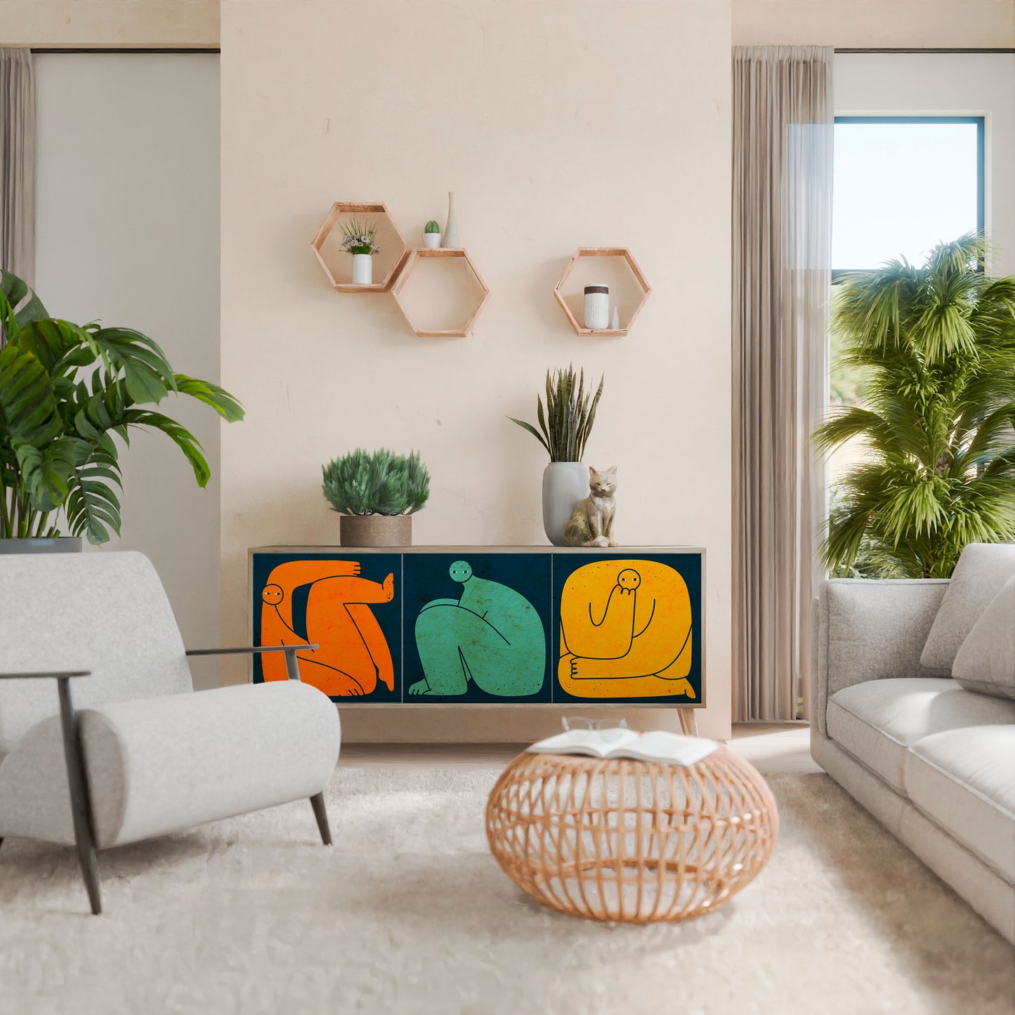 Credenza 3 ante INSIEME MA SEPARATAMENTE in effetto rovere