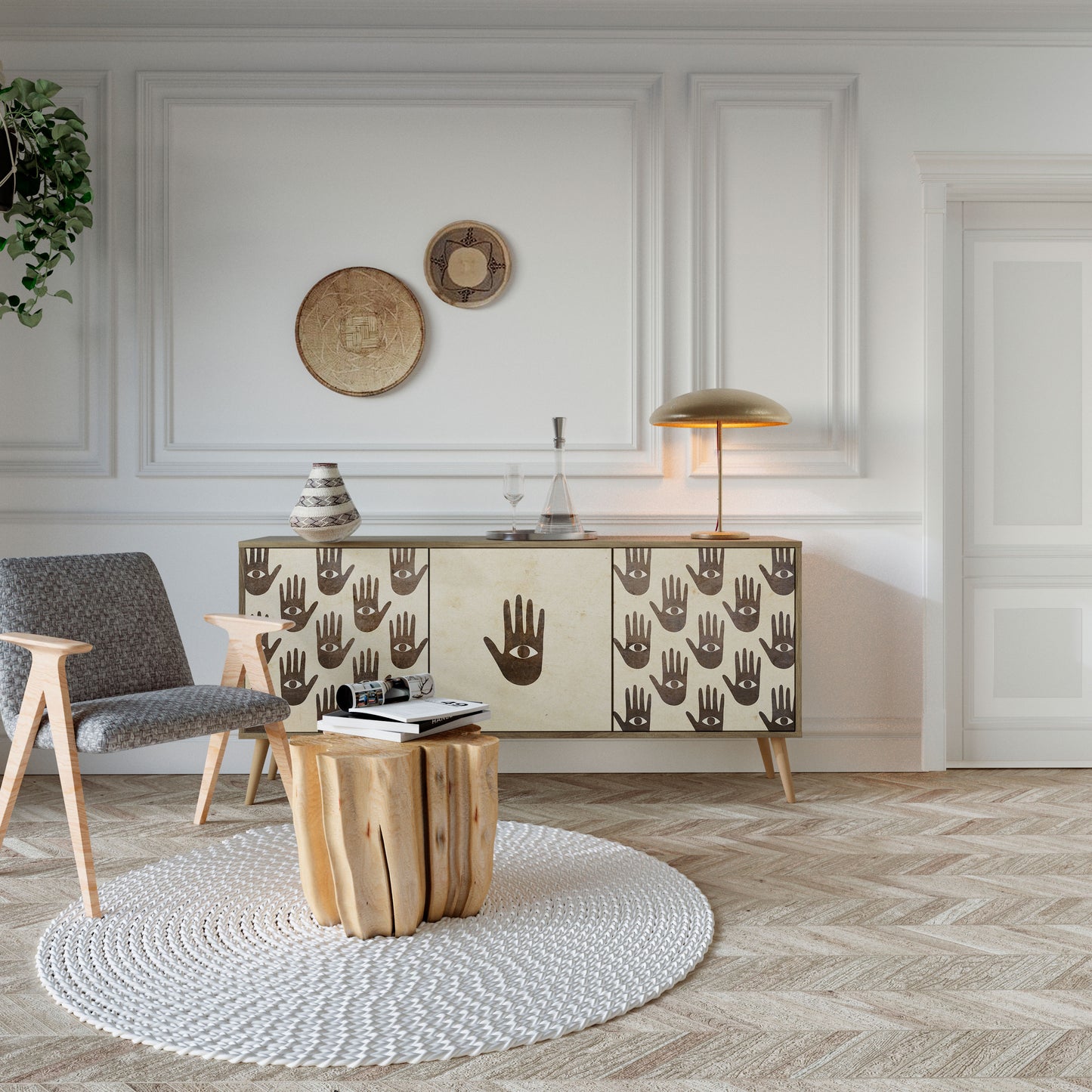 VEDI ALTRO Credenza a 3 ante effetto rovere
