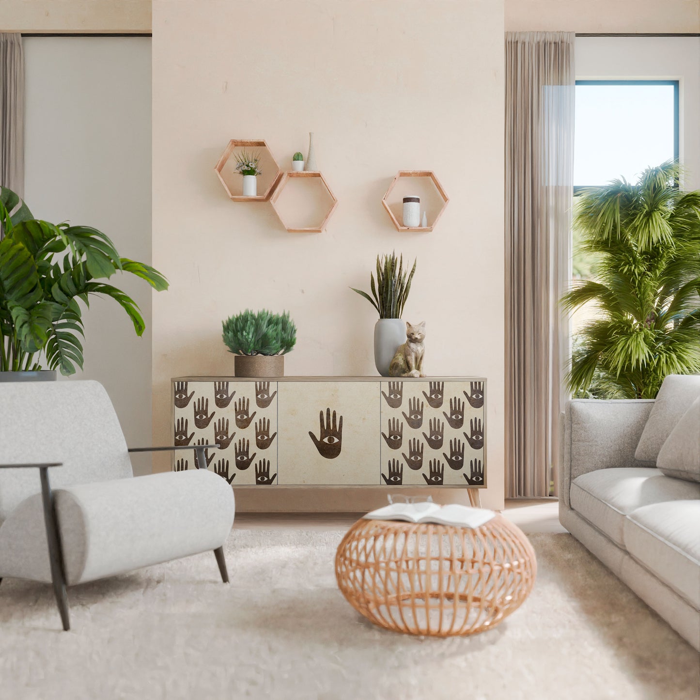 VEDI ALTRO Credenza a 3 ante effetto rovere