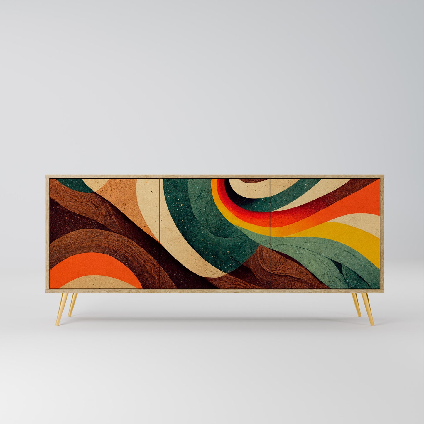 Credenza a 3 ante COLORFUL STRANDS in effetto rovere