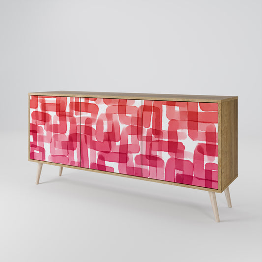 Credenza a 3 ante KALEIDOSCOPIC CUBISM in effetto rovere