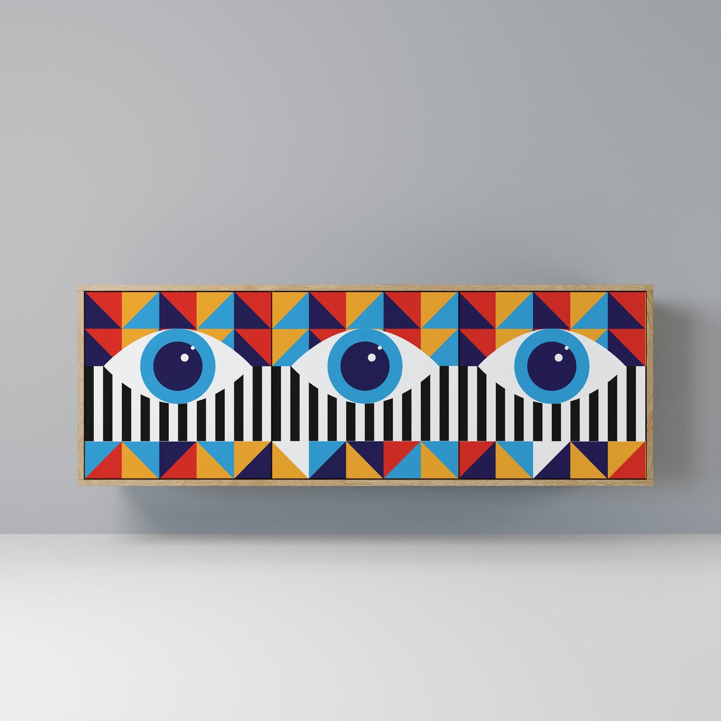ASTRAZIONE E GEOMETRIA Credenza a 3 ante in effetto rovere