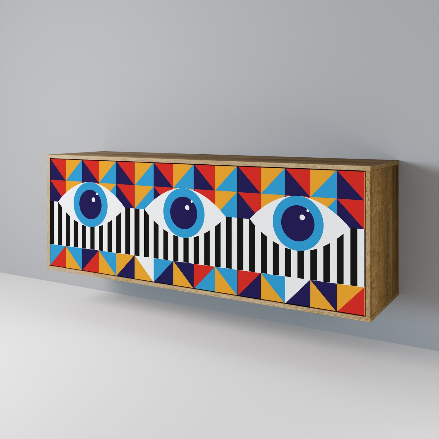 ASTRAZIONE E GEOMETRIA Credenza a 3 ante in effetto rovere