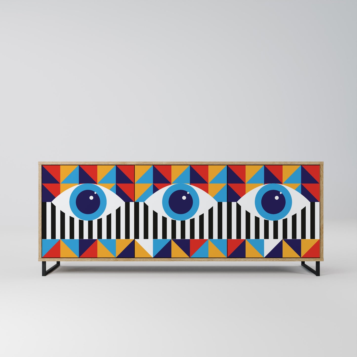 ASTRAZIONE E GEOMETRIA Credenza a 3 ante in effetto rovere
