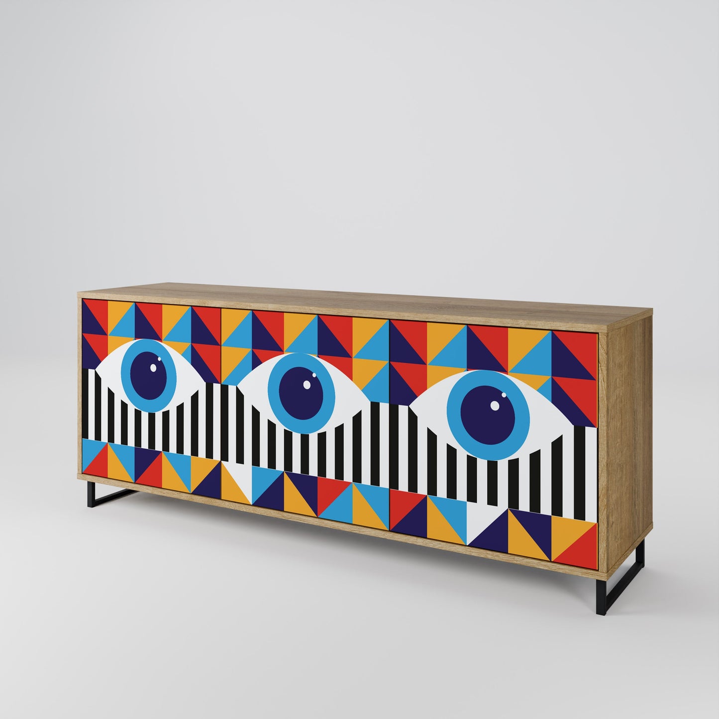 ASTRAZIONE E GEOMETRIA Credenza a 3 ante in effetto rovere