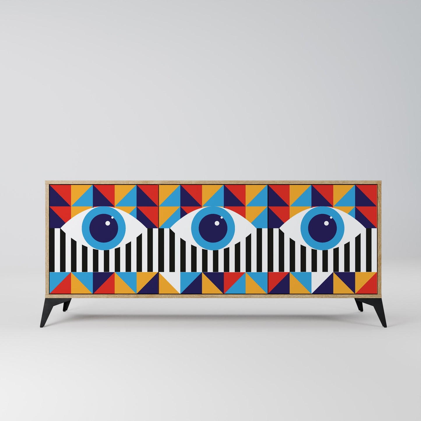 ASTRAZIONE E GEOMETRIA Credenza a 3 ante in effetto rovere