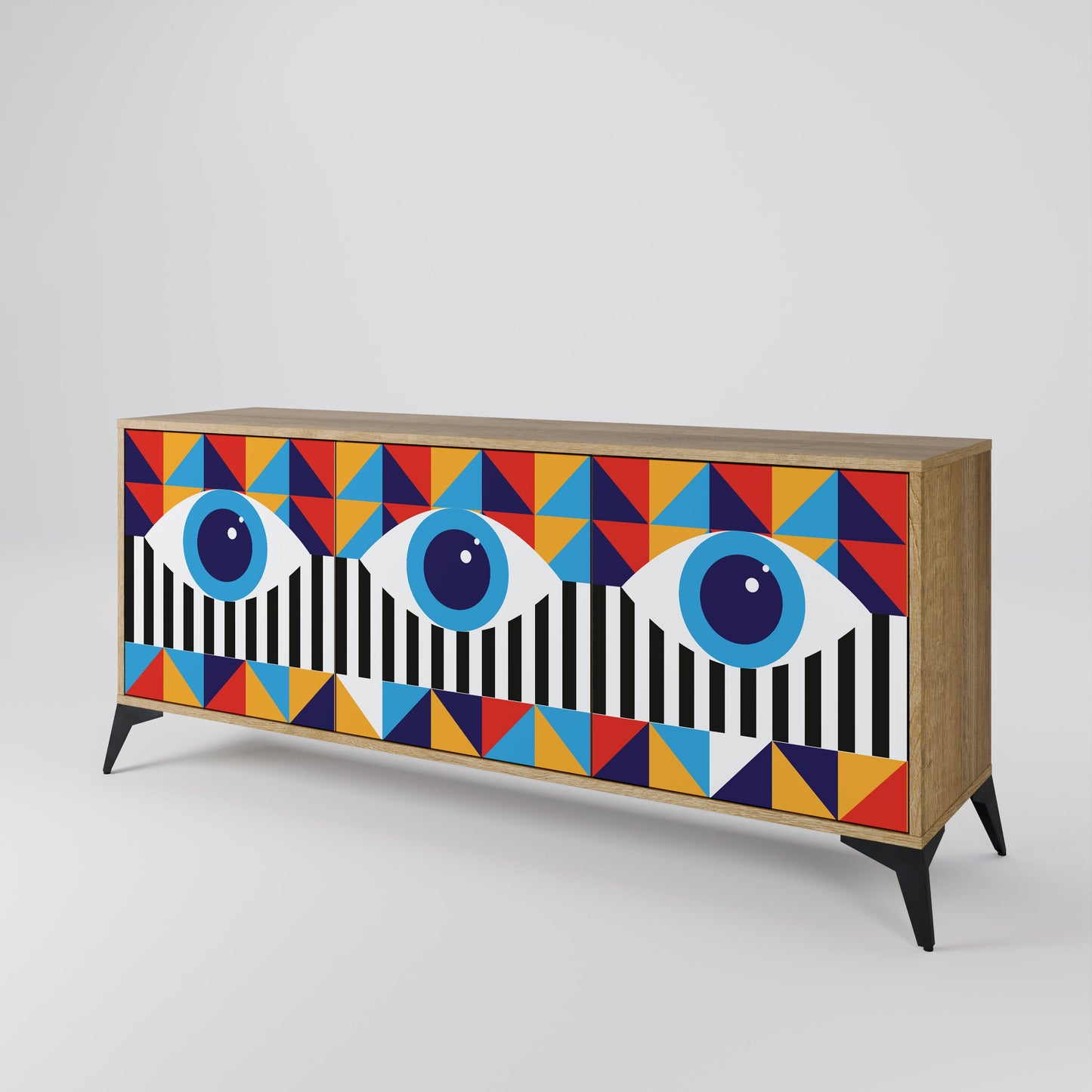 ASTRAZIONE E GEOMETRIA Credenza a 3 ante in effetto rovere