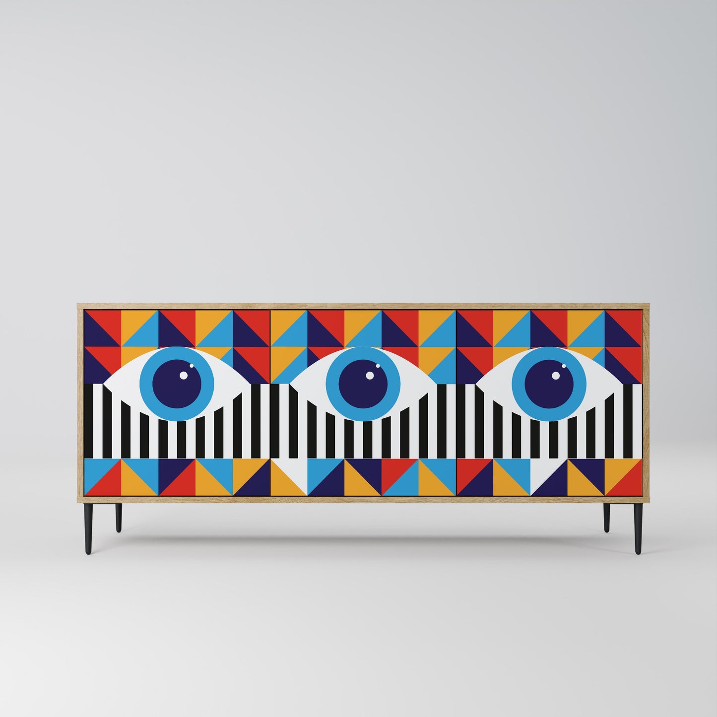 ASTRAZIONE E GEOMETRIA Credenza a 3 ante in effetto rovere