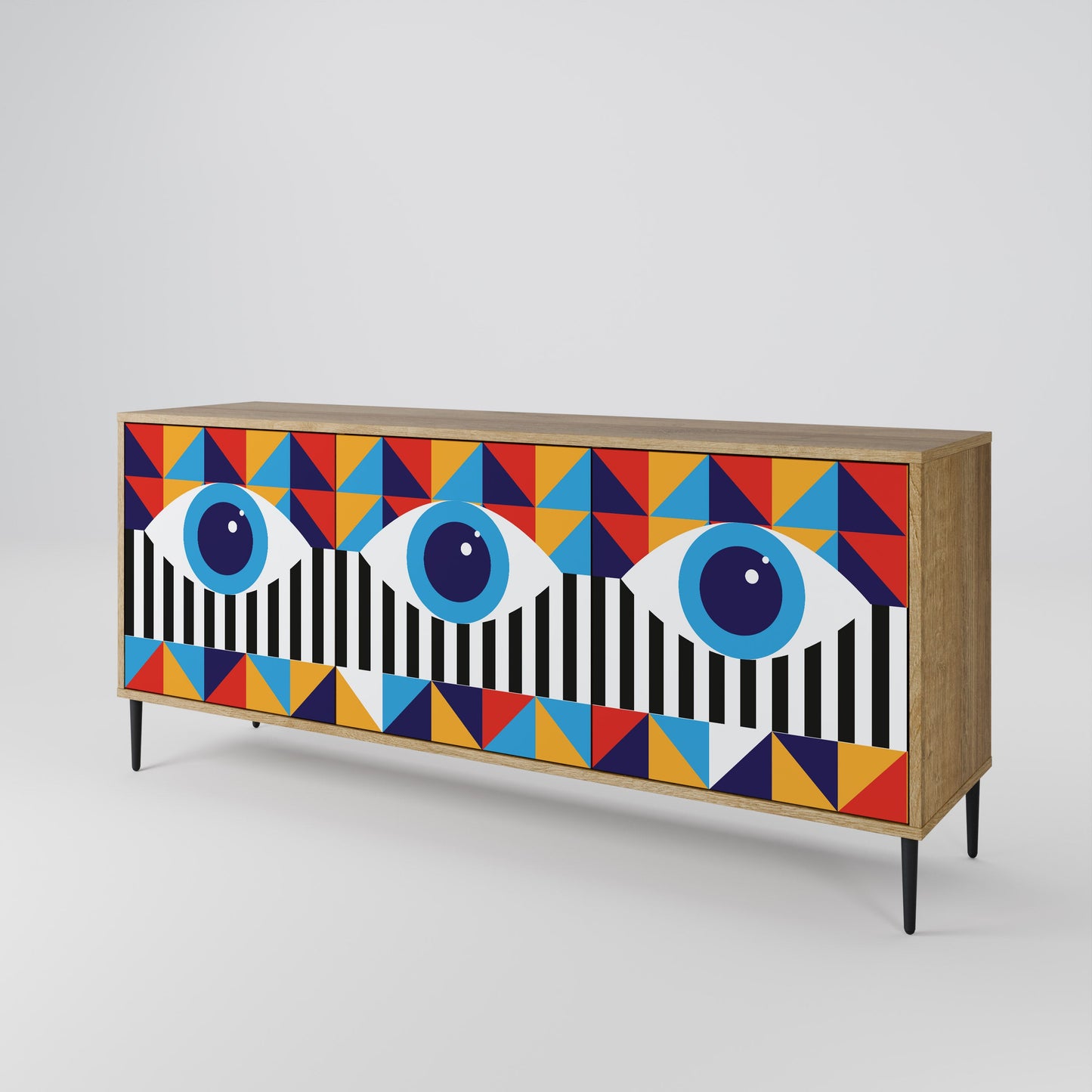 ASTRAZIONE E GEOMETRIA Credenza a 3 ante in effetto rovere