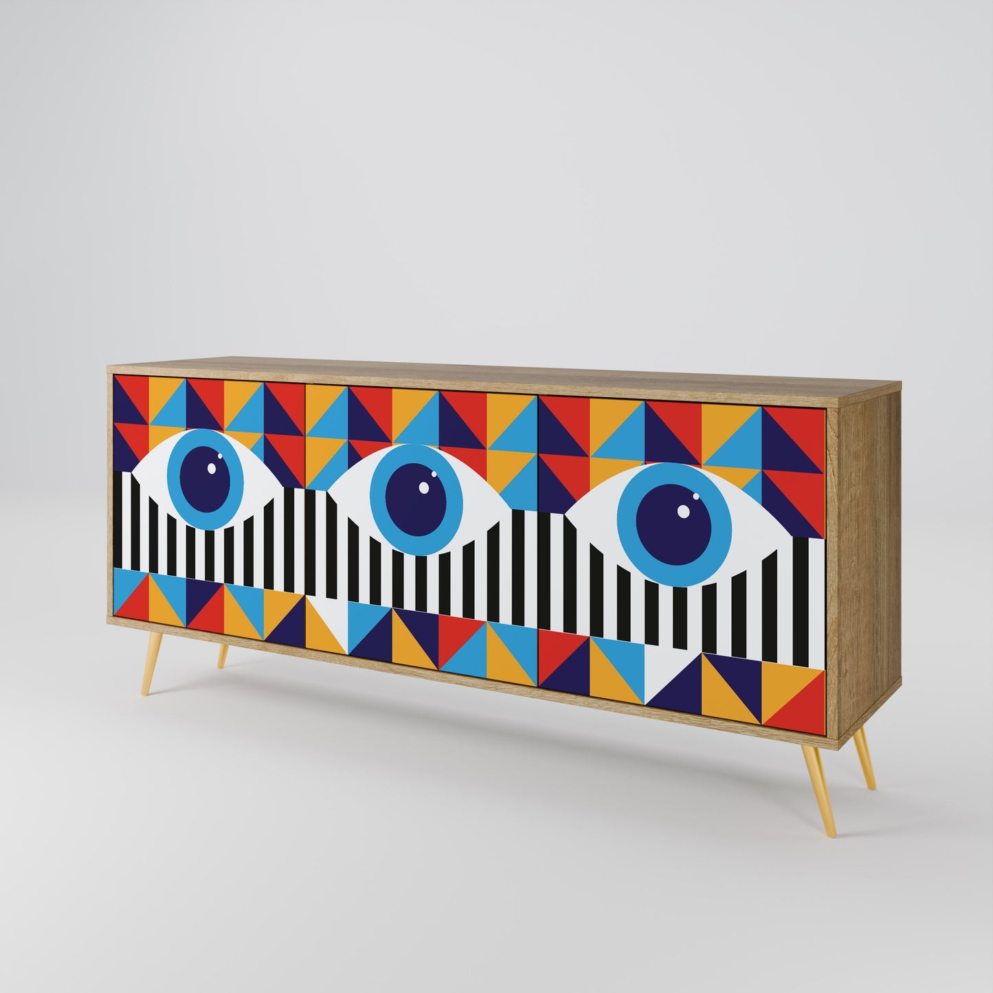 ASTRAZIONE E GEOMETRIA Credenza a 3 ante in effetto rovere