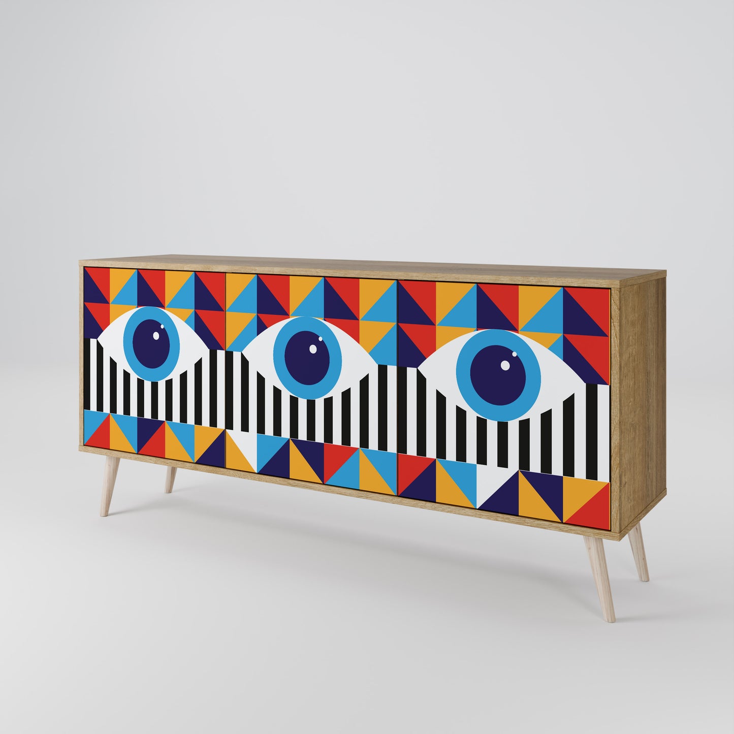 ASTRAZIONE E GEOMETRIA Credenza a 3 ante in effetto rovere