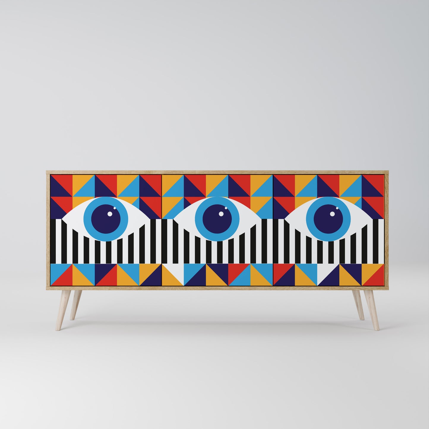 ASTRAZIONE E GEOMETRIA Credenza a 3 ante in effetto rovere