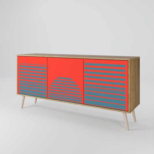 Credenza a 3 ante RISING GEOMETRY STARS in effetto rovere