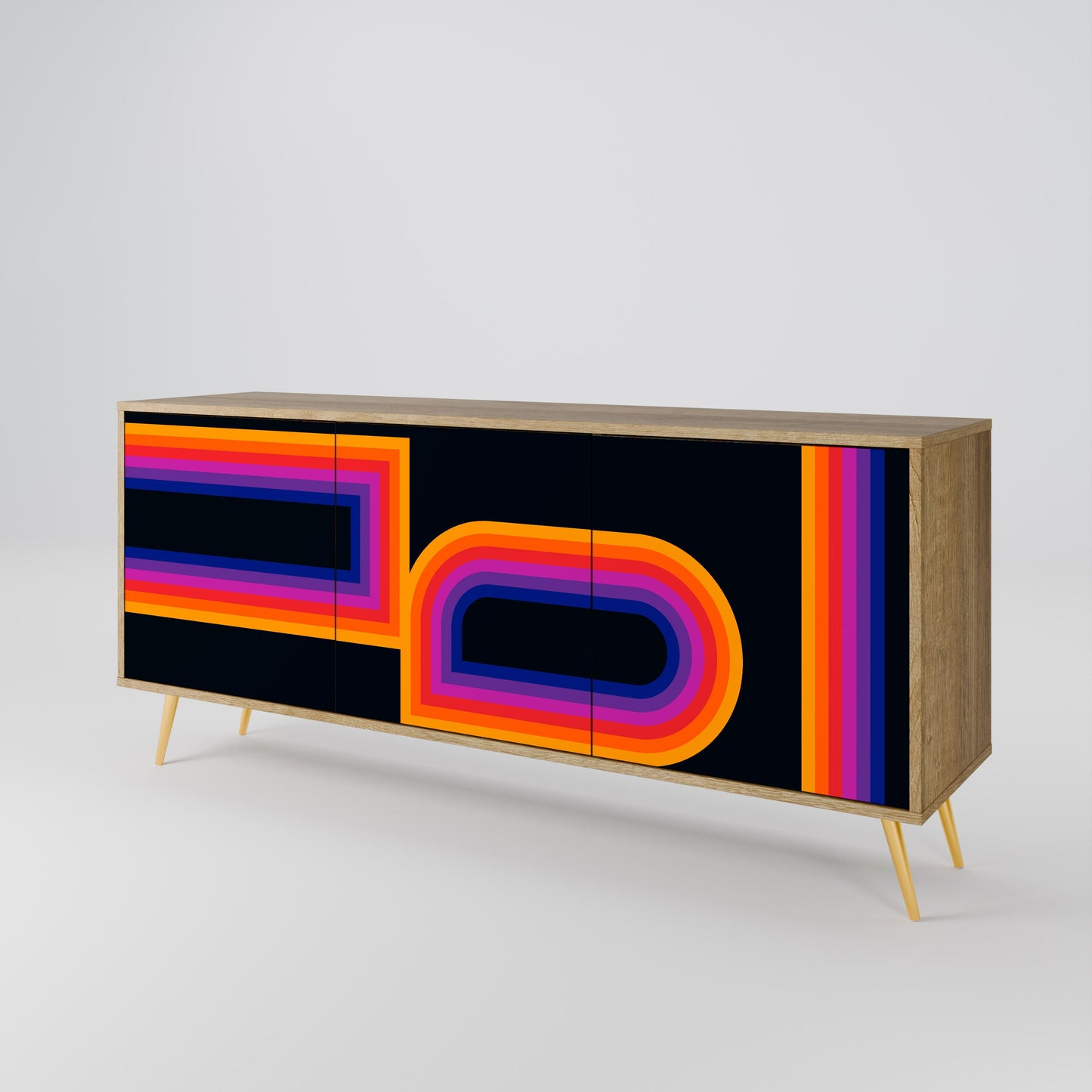 BLINDED BY THE LIGHTS 3-Door Sideboard in Oak Effect