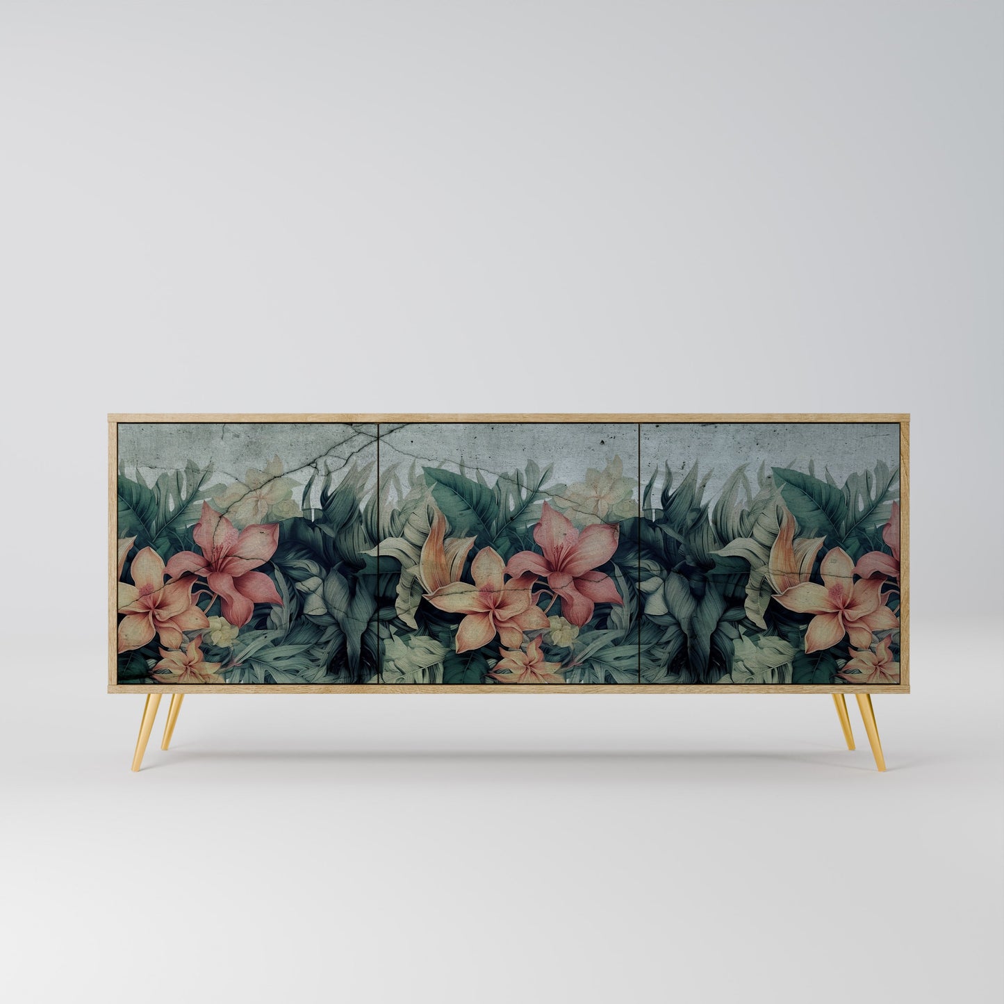 Credenza a 3 ante HEAVENLY BLOOM in effetto rovere